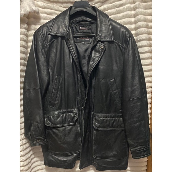 Wilsons Leather Other - Wilson's Leather Men's Black Leather Coat Large Thinsulate Zip Out Liner Winter